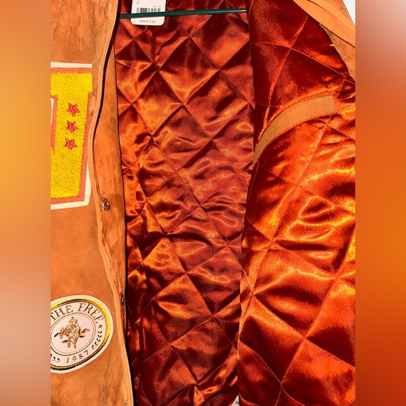 Free People For The Creative Spirit Leather Vintage Style Bomber Jacket - Picture 12 of 16